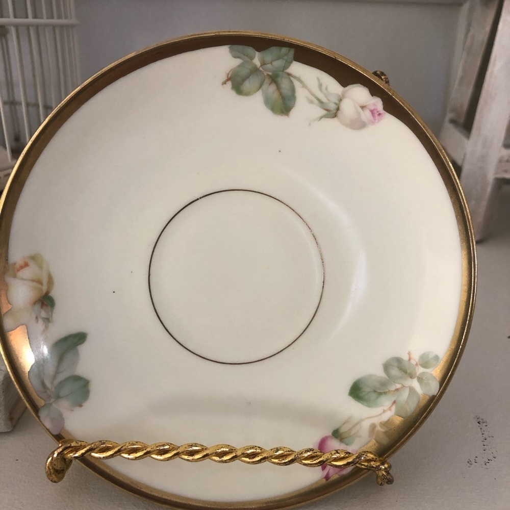 Vintage Bavarian China Hand Painted Saucer Plates